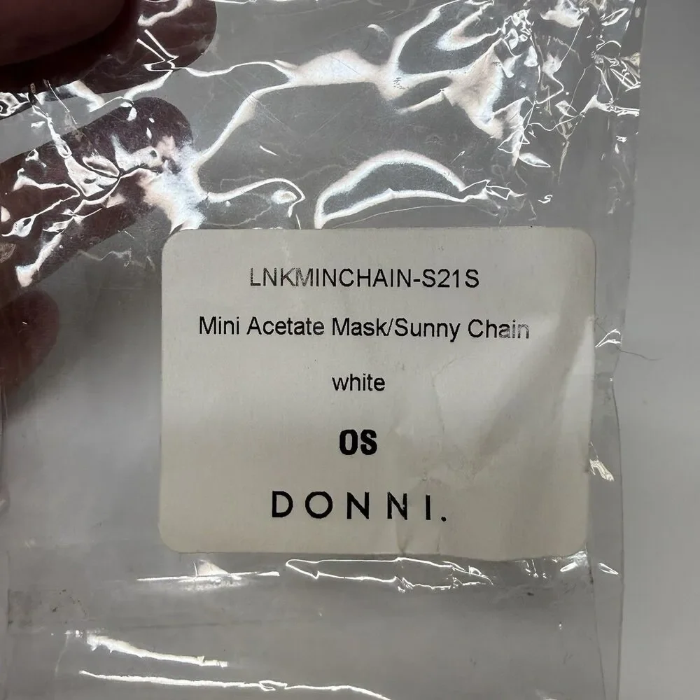 DONNI Mini Acetate Mask And Sunny Sunglasses Chain Black White New